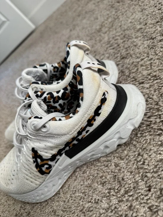 Nike Women's White Sneakers with Leopard-Print Swoosh - Picture 4 of 5